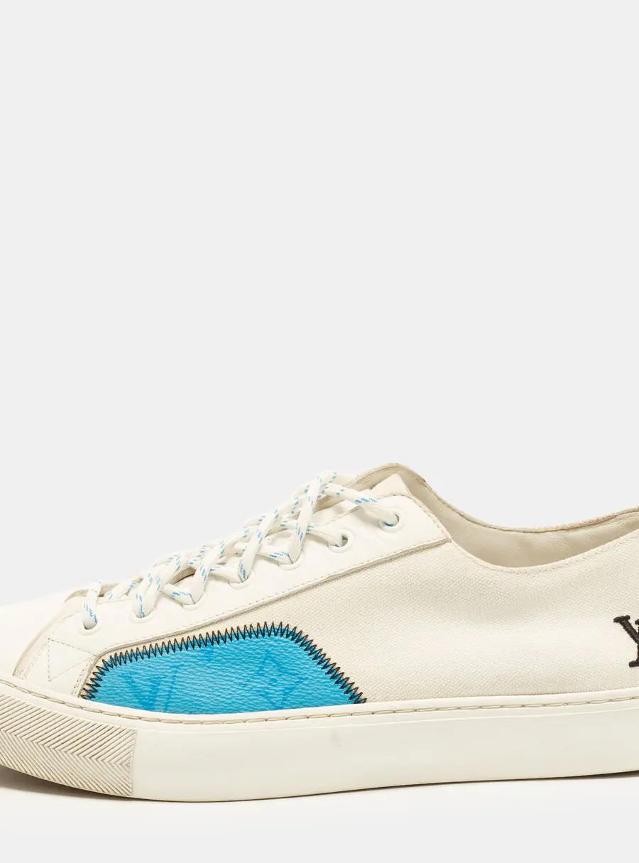 Louis Vuitton Tattoo Size 42 White/Blue Canvas Lace Up Sneakers
