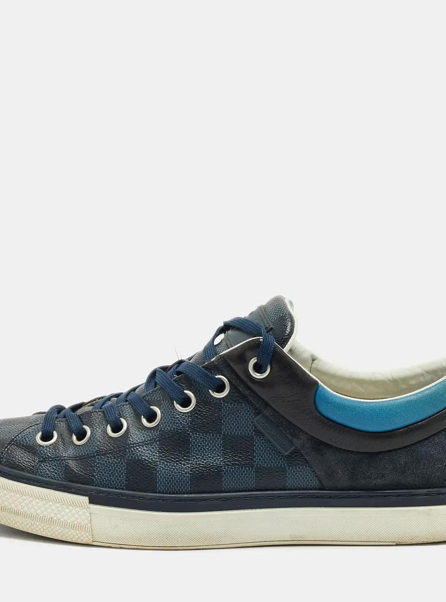 Louis Vuitton Twister Size 43 Navy Two Tone Damier Canvas and Suede Low Top Sneakers