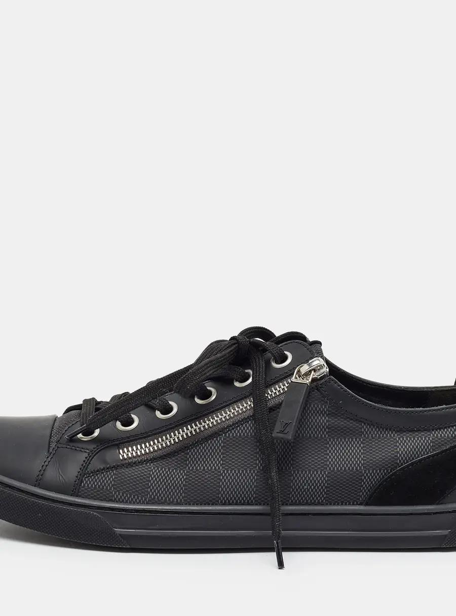 Louis Vuitton Aventure Size 43 Black Damier Nylon and Leather Low Top Sneakers