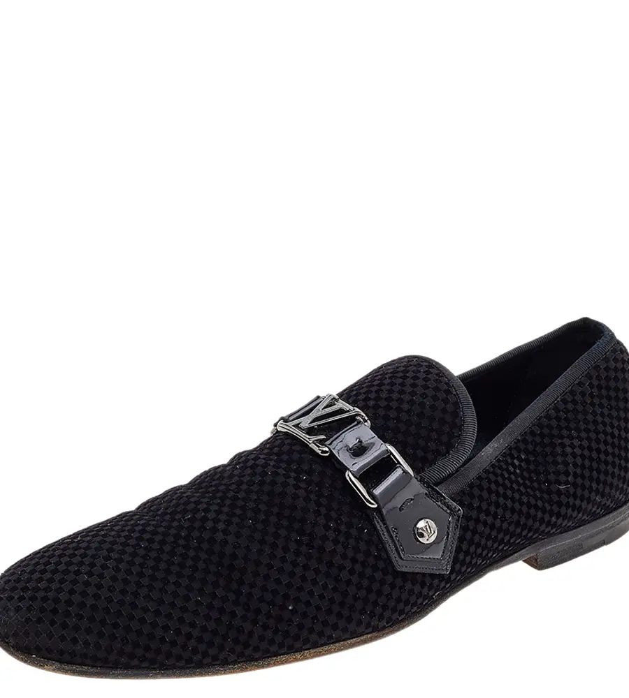 Louis Vuitton Petit Damier Ebene Suede  Monte Carlo Moccasins Size 41.5