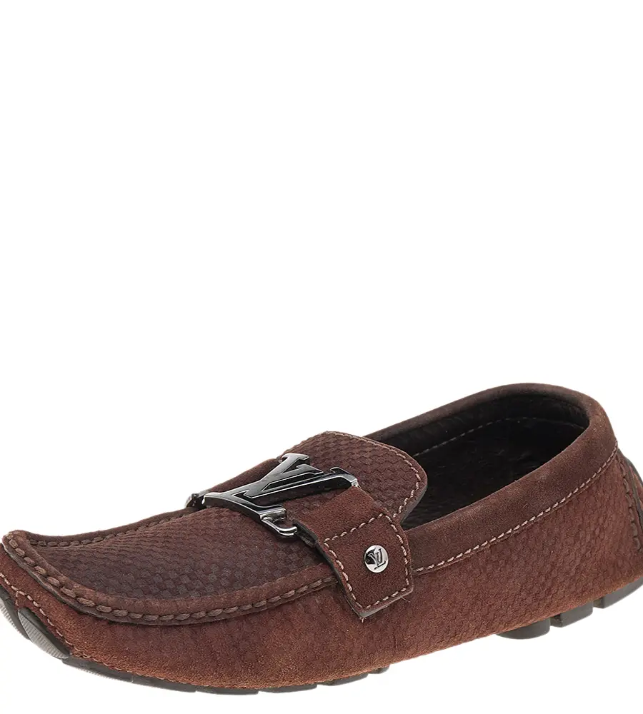 Louis Vuitton Brown Monte Carlo Suede Slip on Loafers Size 40