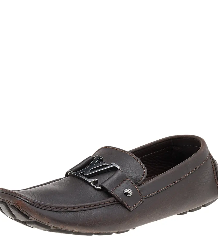 Louis Vuitton Dark Brown Leather Monte Carlo Loafers Size 41