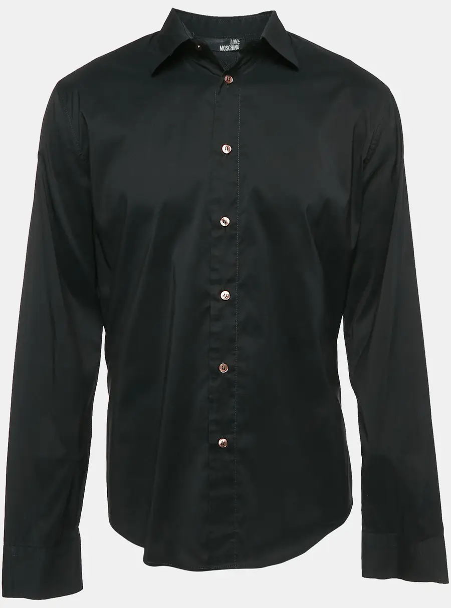 Love Moschino Black Cotton Button Front Shirt XXL