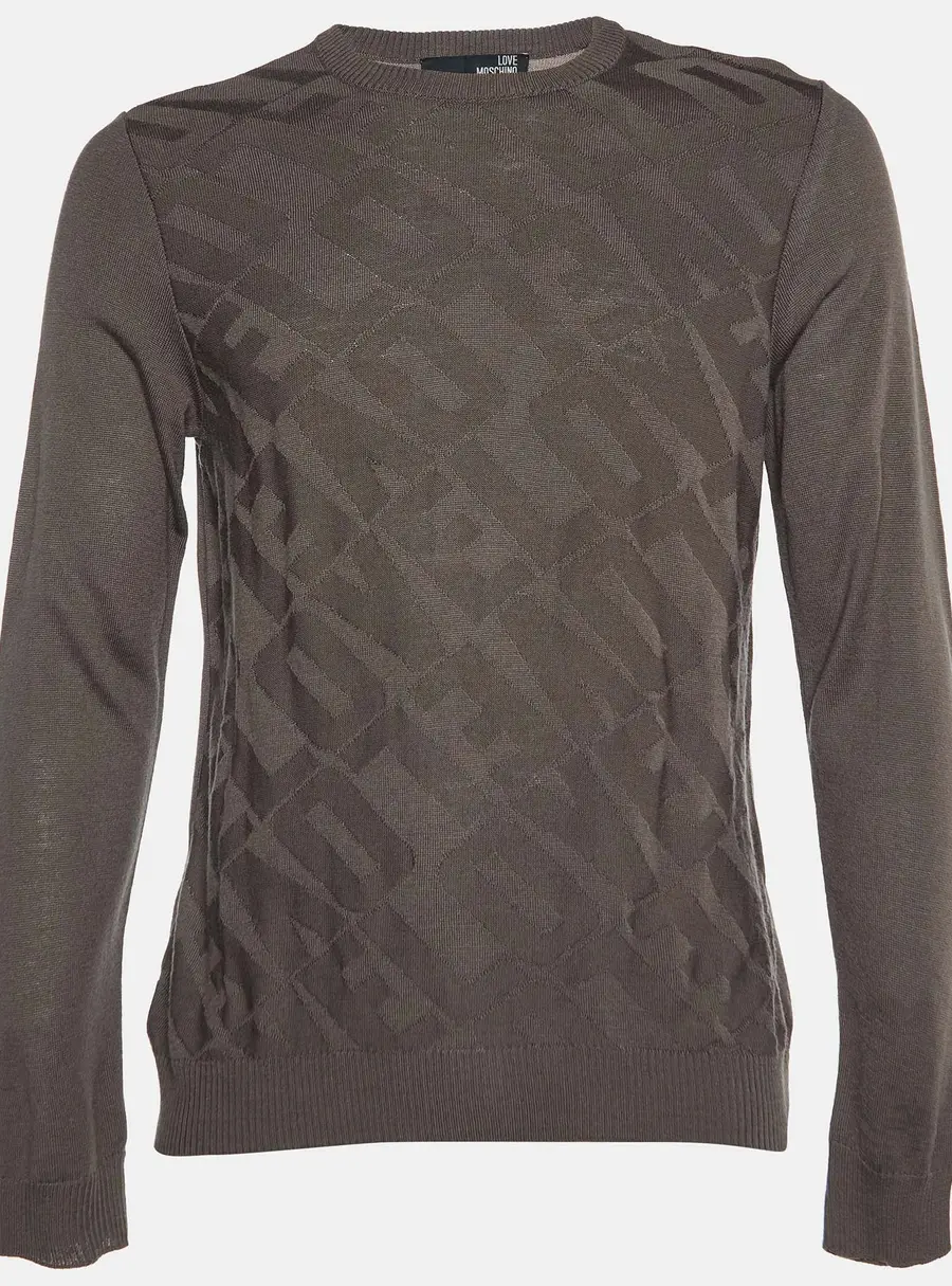 Love Moschino Brown Love Pattern Wool Knit Sweater L