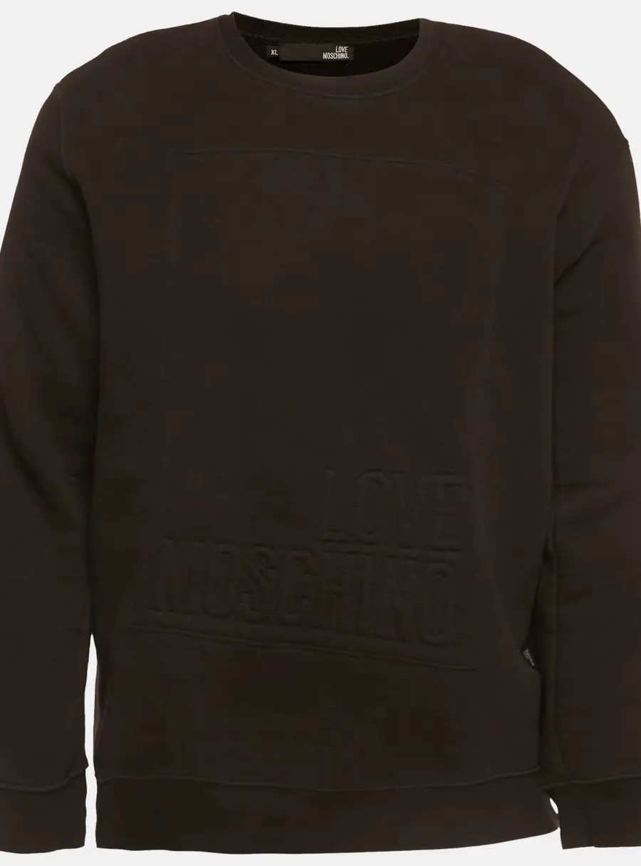 Love Moschino Black Knit Embossed Logo Full Sleeve Sweatshirt XL