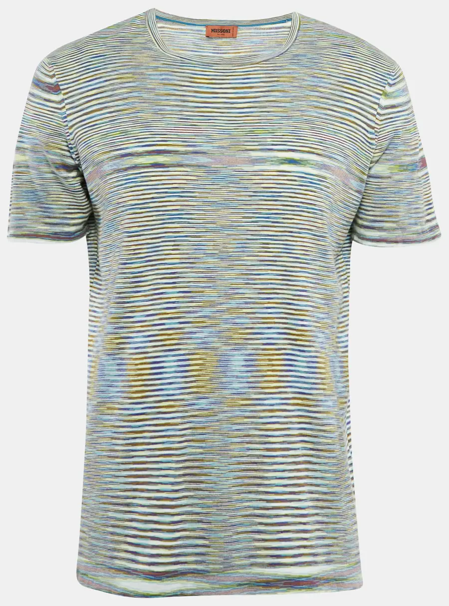 Missoni Multicolor Striped Cotton Crew Neck T-Shirt L