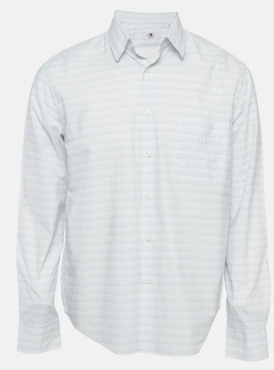 M Missoni Blue Zig Zag Print Long Sleeve Shirt S