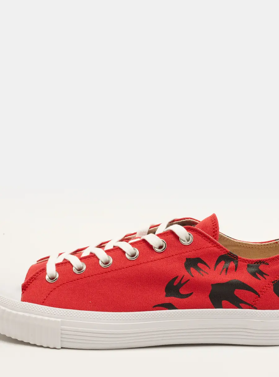 McQ by Alexander McQueen Swallow Size 42 Red Canvas Low Top Sneakers