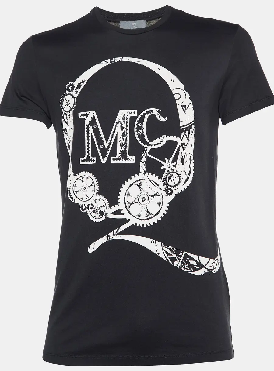 McQ by Alexander McQueen Black Logo Print Cotton Crew Neck T-Shirt S