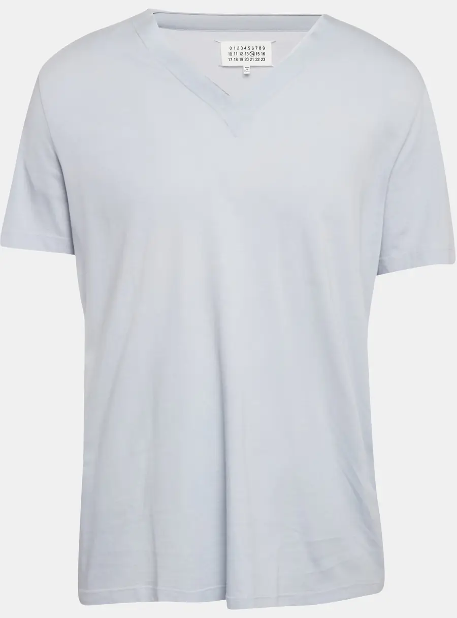Maison Martin Margiela Blue Jersey V-Neck T-Shirt XL
