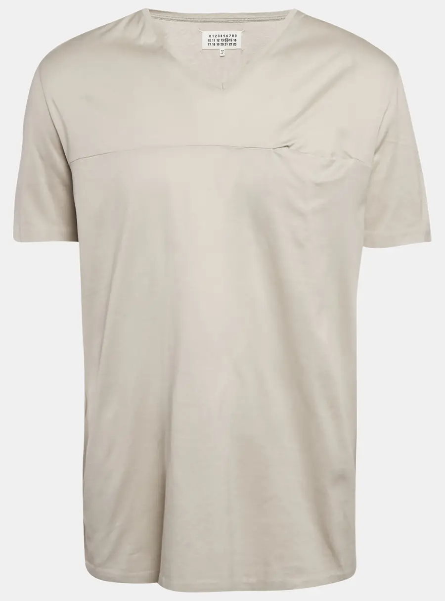 Maison Martin Margiela Grey Cotton V-Neck T-Shirt XL