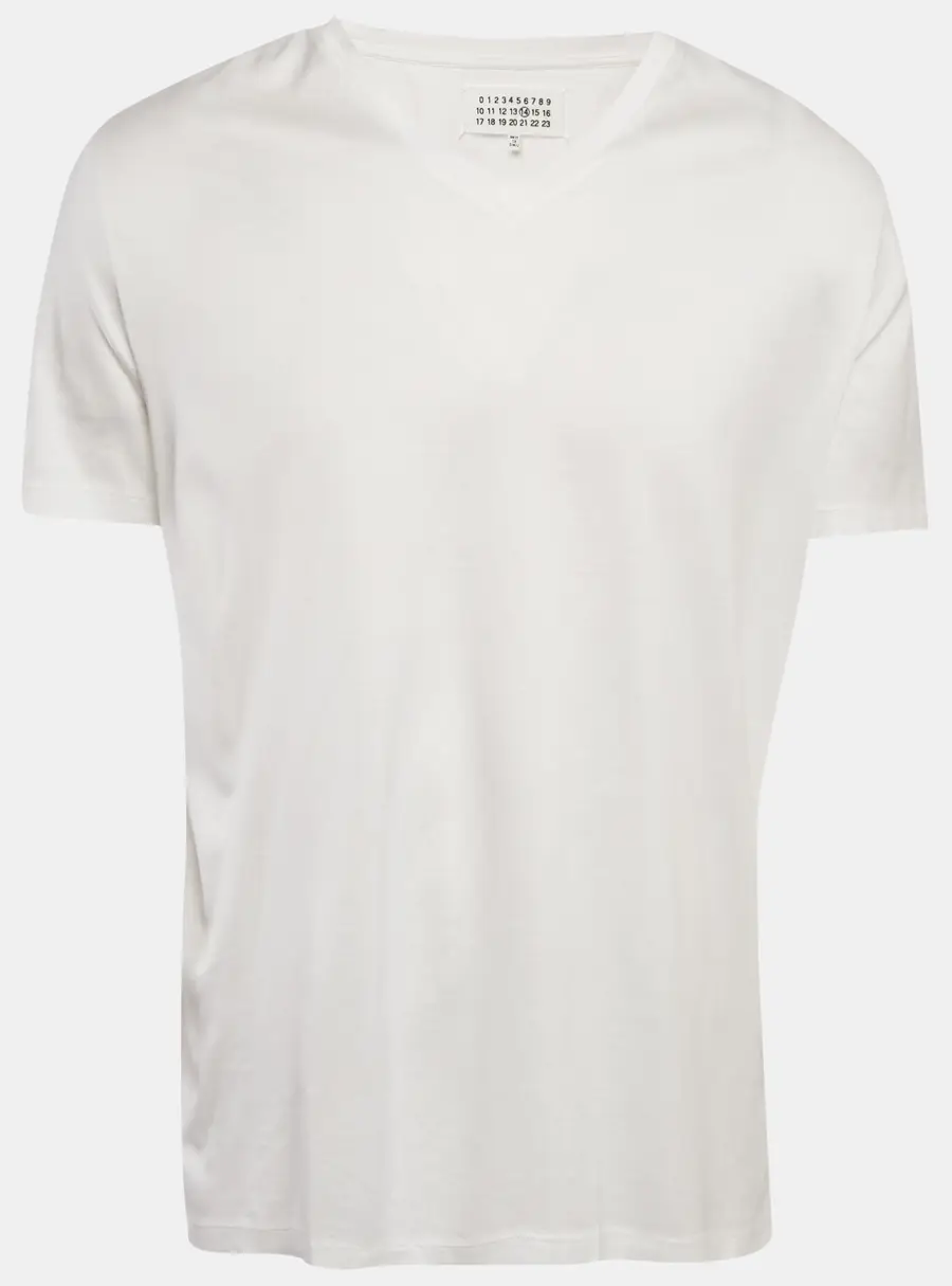 Maison Martin Margiela White Jersey V-Neck Slim Fit T-Shirt XL