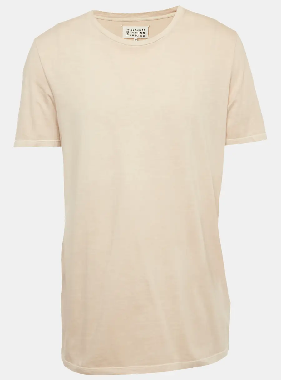 Maison Martin Margiela Beige Cotton Knit Crew Neck T-Shirt XL