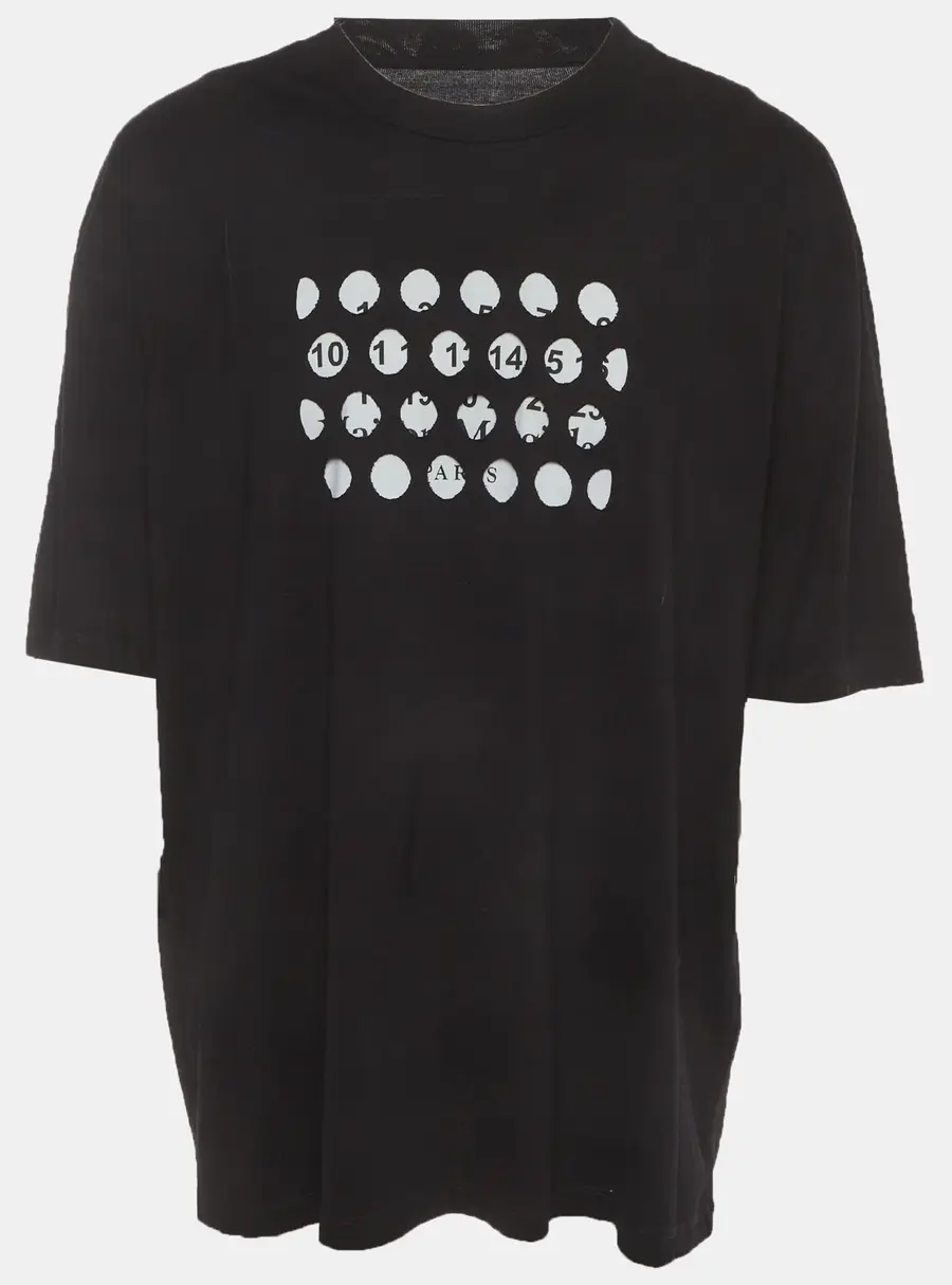 Maison Margiela Black Punched Hole Jersey Oversized T-Shirt S