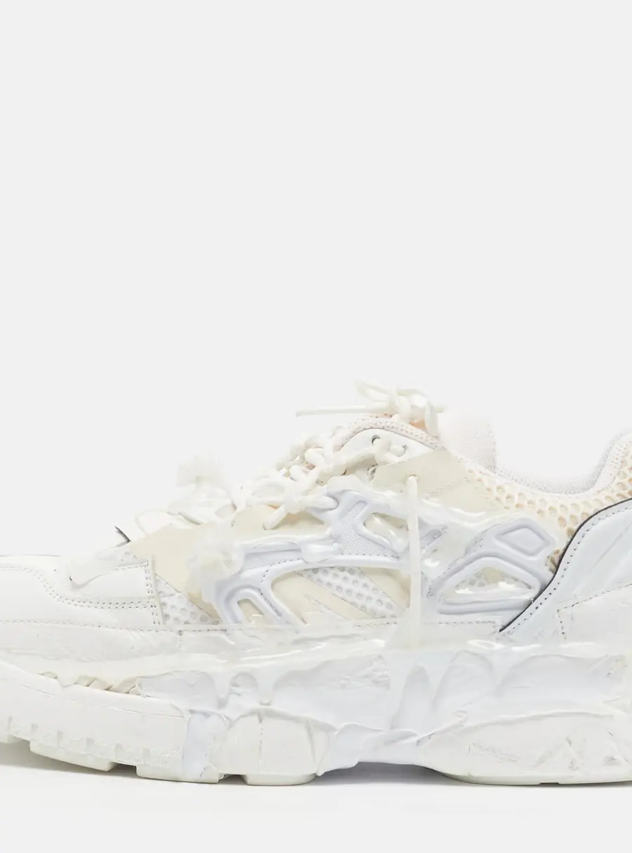 Maison Martin Margiela Fusion Size 41 White Leather and Mesh Low Top Sneakers