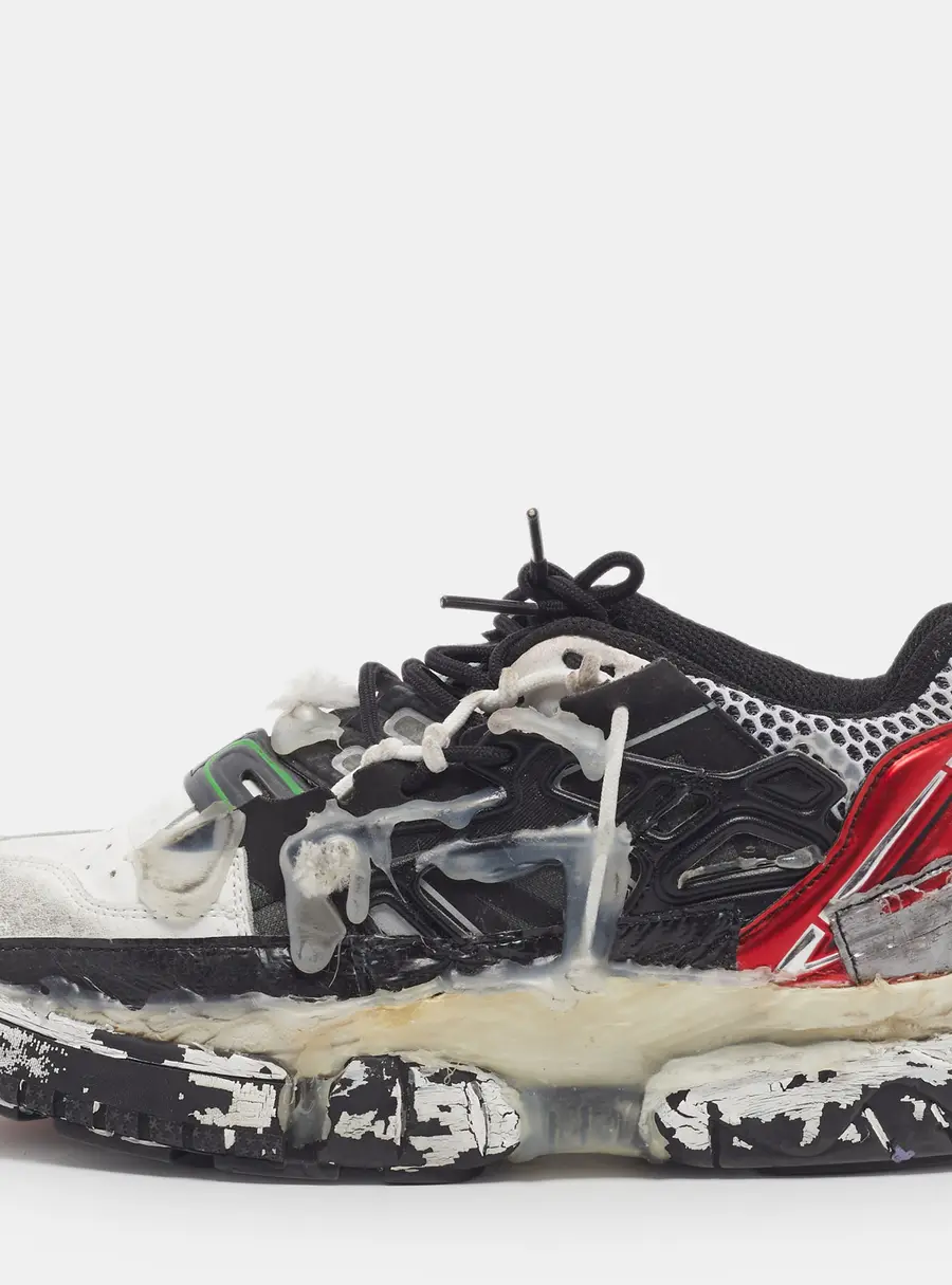 Maison Martin Margiela Fusion Size 41 White/Red Leather and Mesh Low Top Sneakers