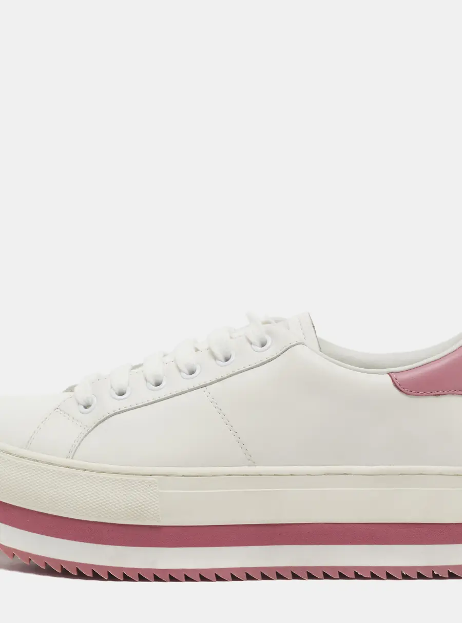 Marc Jacobs Size 41 White/Pink Leather Lace Up Platform Sneakers