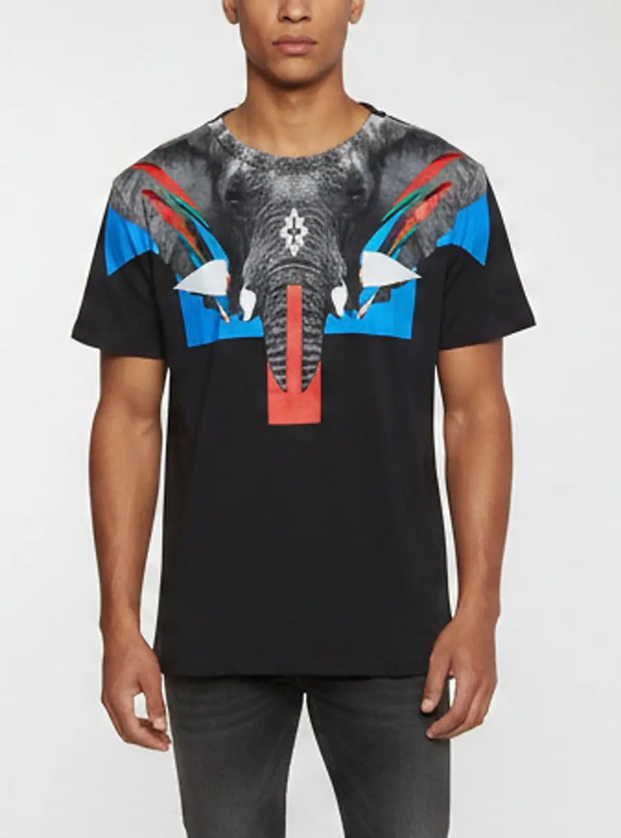 Marcelo Burlon Black Renca Elephant Graphic Jersey T-Shirt XS