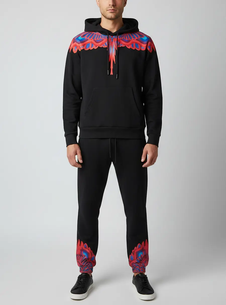 Marcelo Burlon County of Milan Black Graphic Print Cotton Jersey Track Suit L