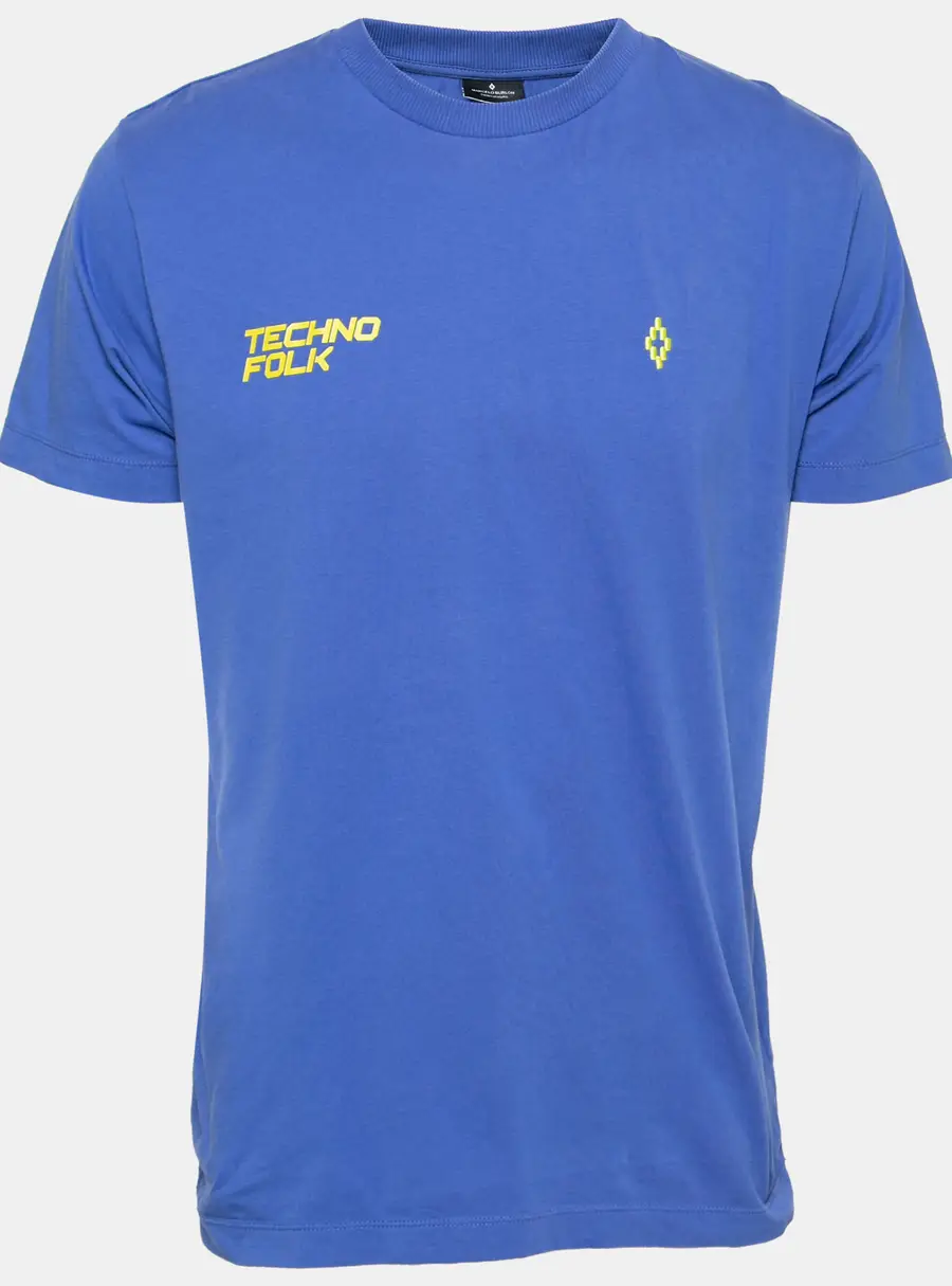Marcelo Burlon Blue Cotton Printed Crew Neck T-Shirt S