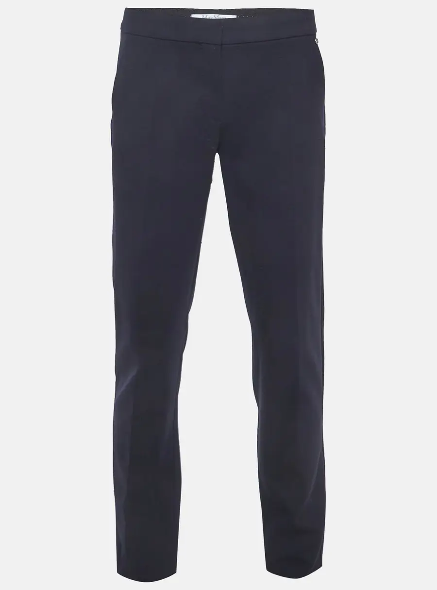 Max Mara Navy Blue Gabardine Regular Fit Trousers M