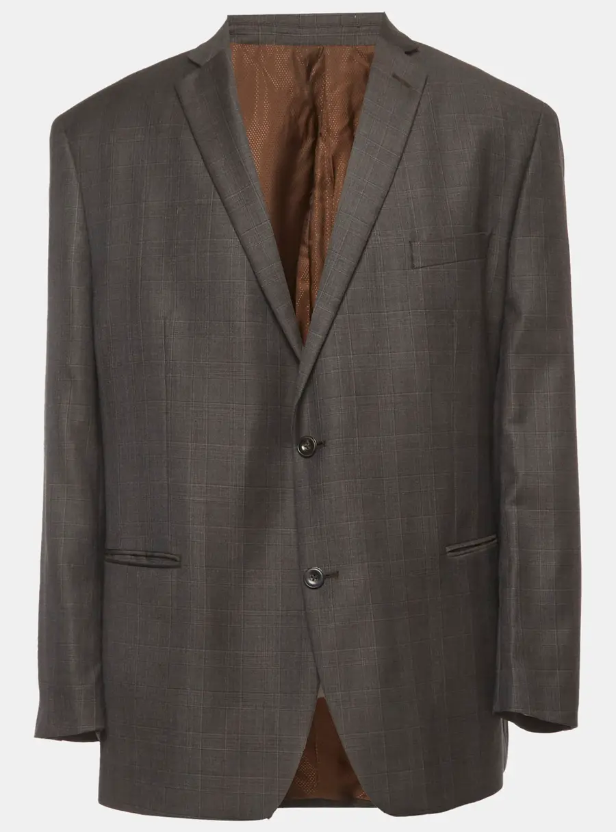 Michael Kors Brown Checks Wool Regular Fit Blazer XXXL
