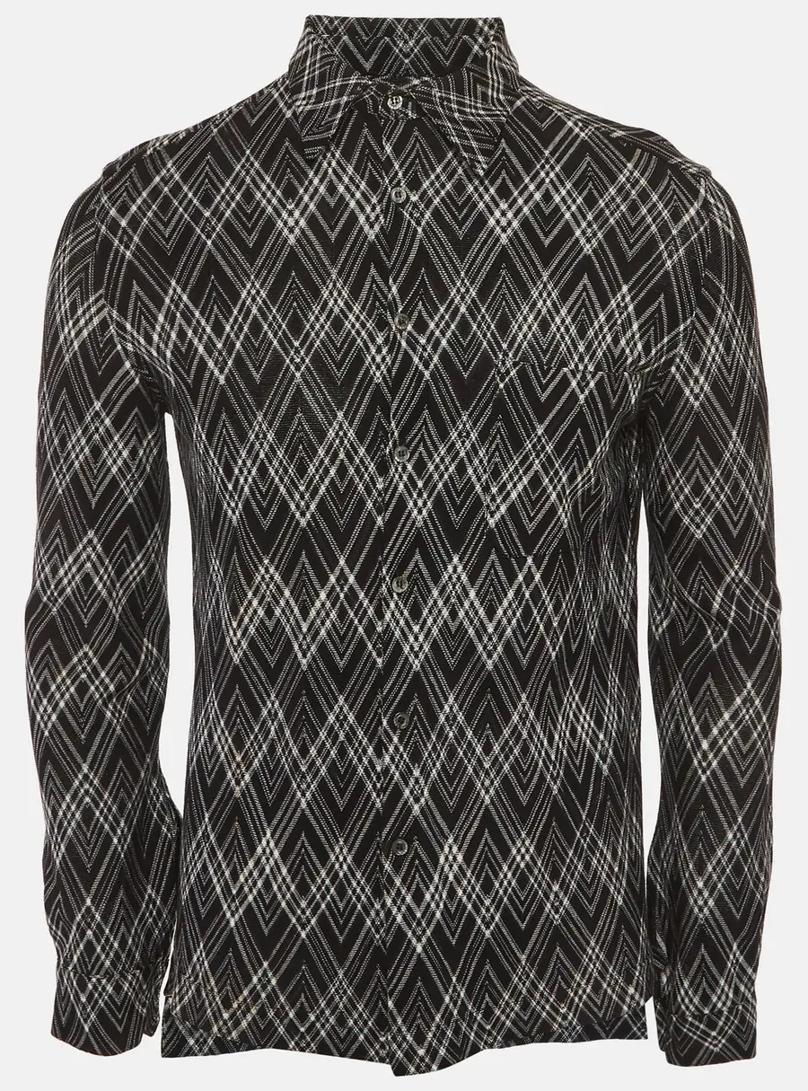Missoni Monochrome Geometric Pattern Knit Long Sleeve Shirt S