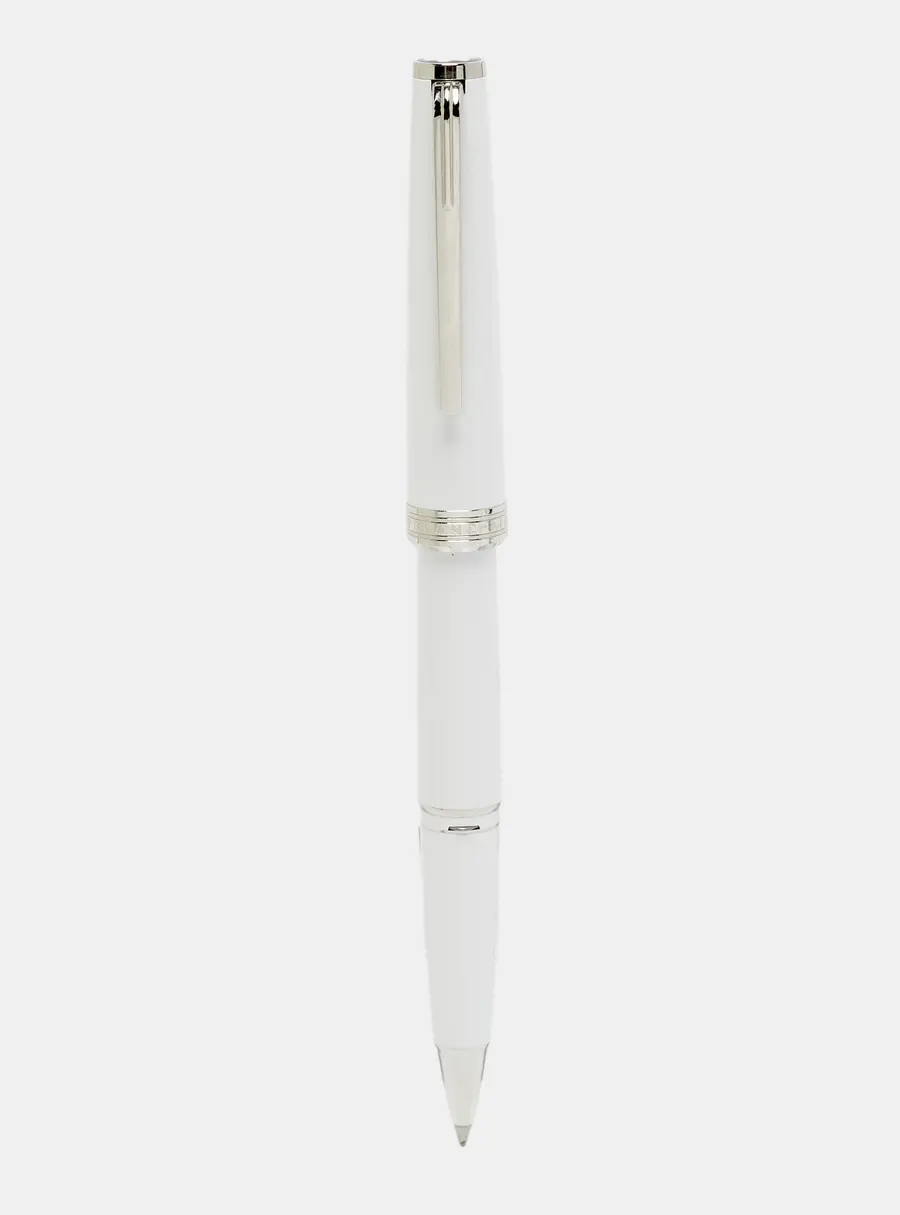 Montblanc White Resin Silver Tone Rollerball Pen