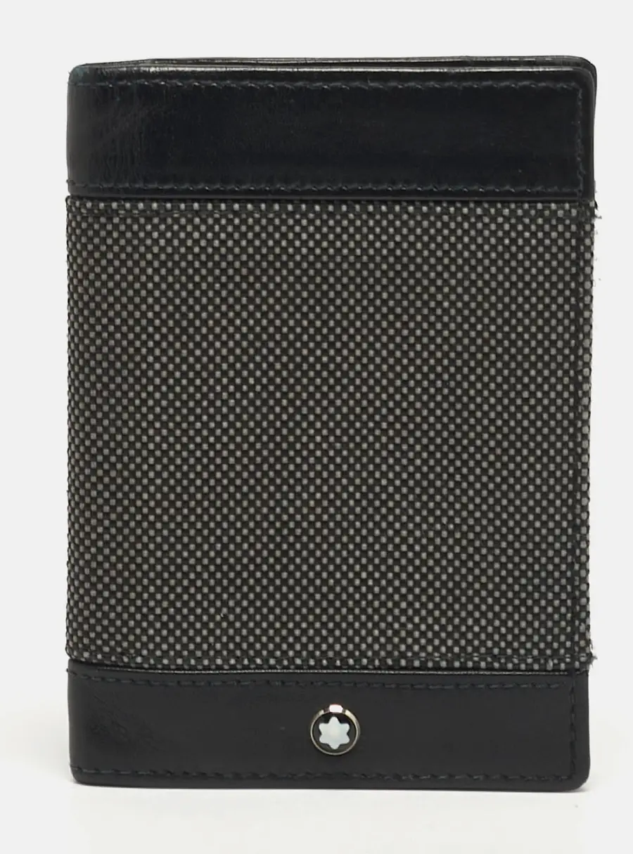 Montblanc Meisterstuck Business Black/Grey Canvas and Leather Bifold Card Holder