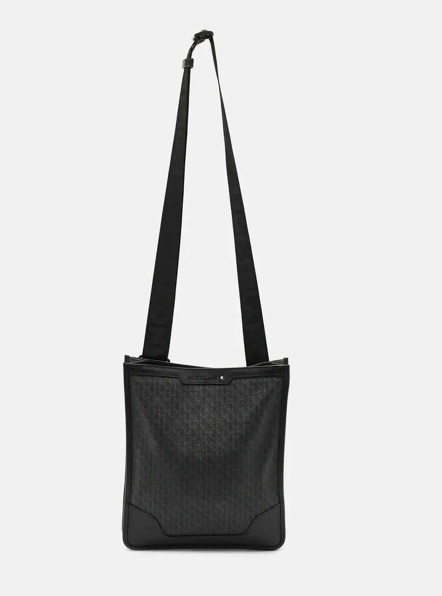 Montblanc Nightflight Line Black Printed Coated Canvas and Leather Messenger Bag