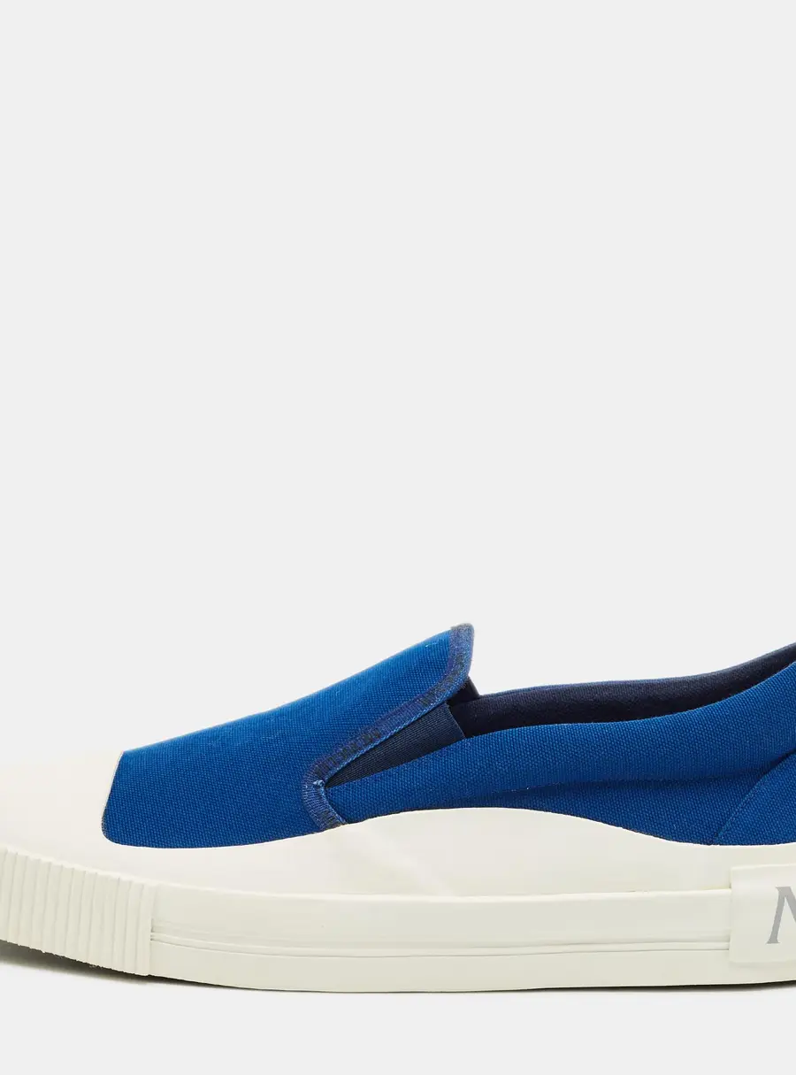 Moncler Blue Canvas Glisserie Slip On Sneakers Size 45