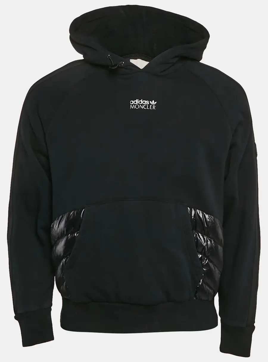 Moncler x Adidas Black Cotton Knit Puffer Trim Hoodie XS