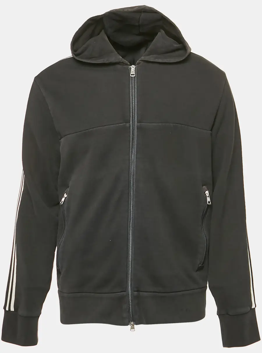Moncler Black Jersey Zip-Up Hooded Jacket XL