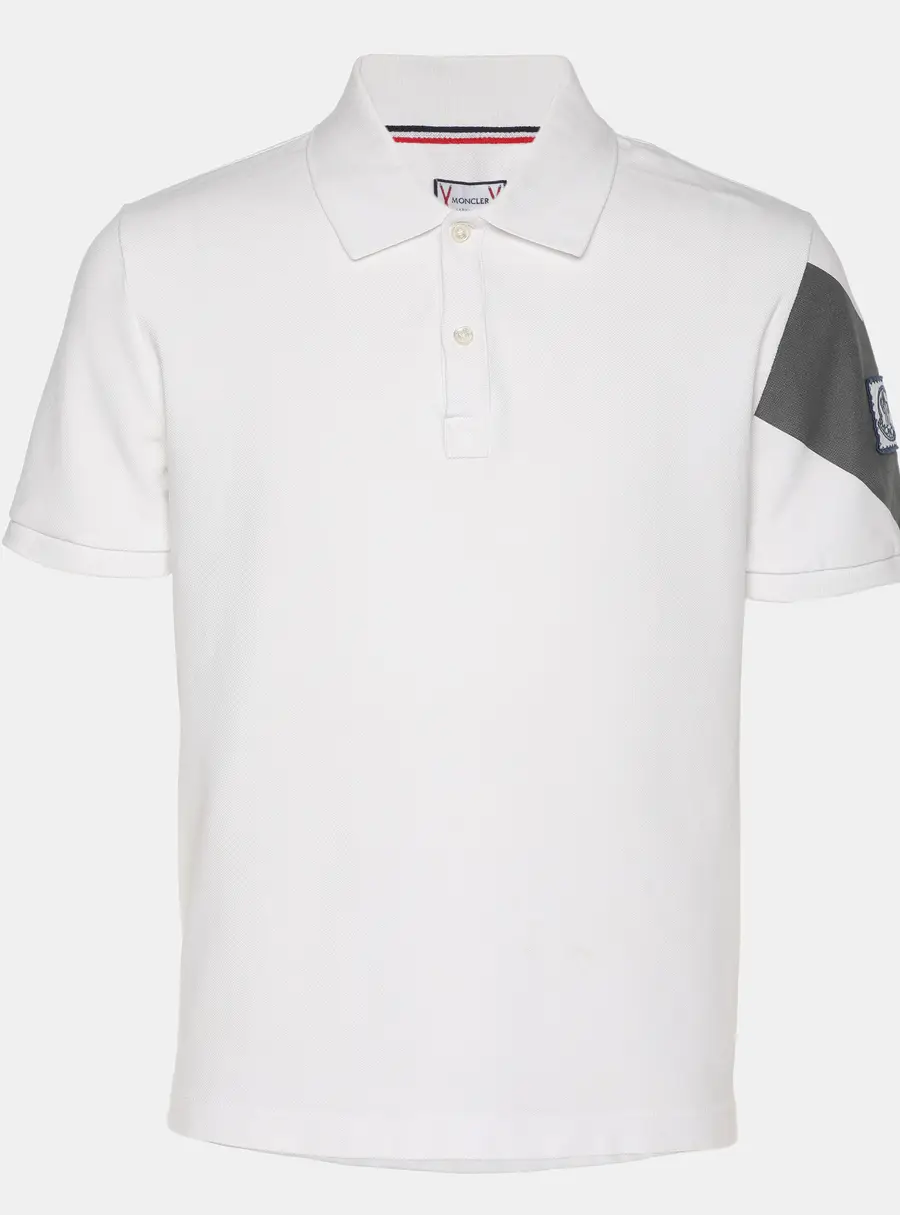 Moncler White Jersey Logo Patch Polo T-Shirt M