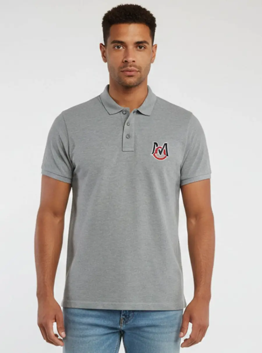 Moncler Grey Logo Appliqu&eacute; Piqu&eacute; Knit Polo T-Shirt L