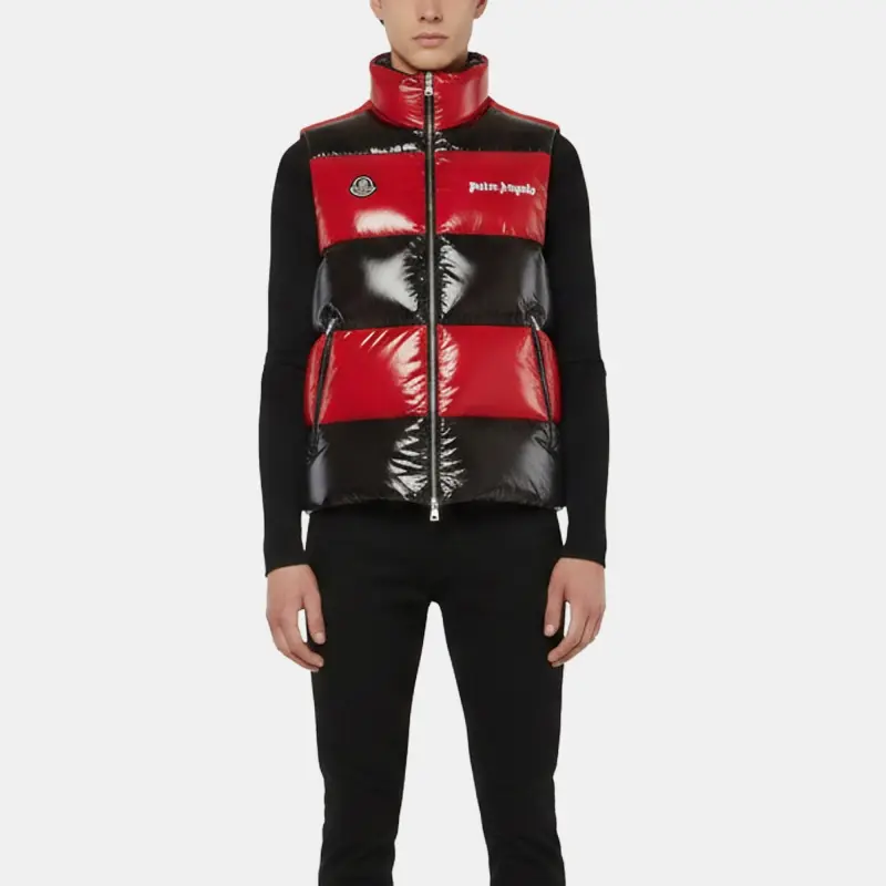 Moncler X Palm Angels Red/Black Nylon Down Puffer Vest M