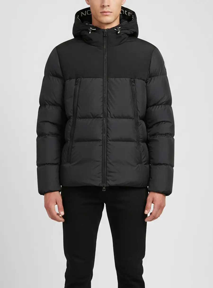 Moncler Black Nylon Hooded Down Puffer Jacket L