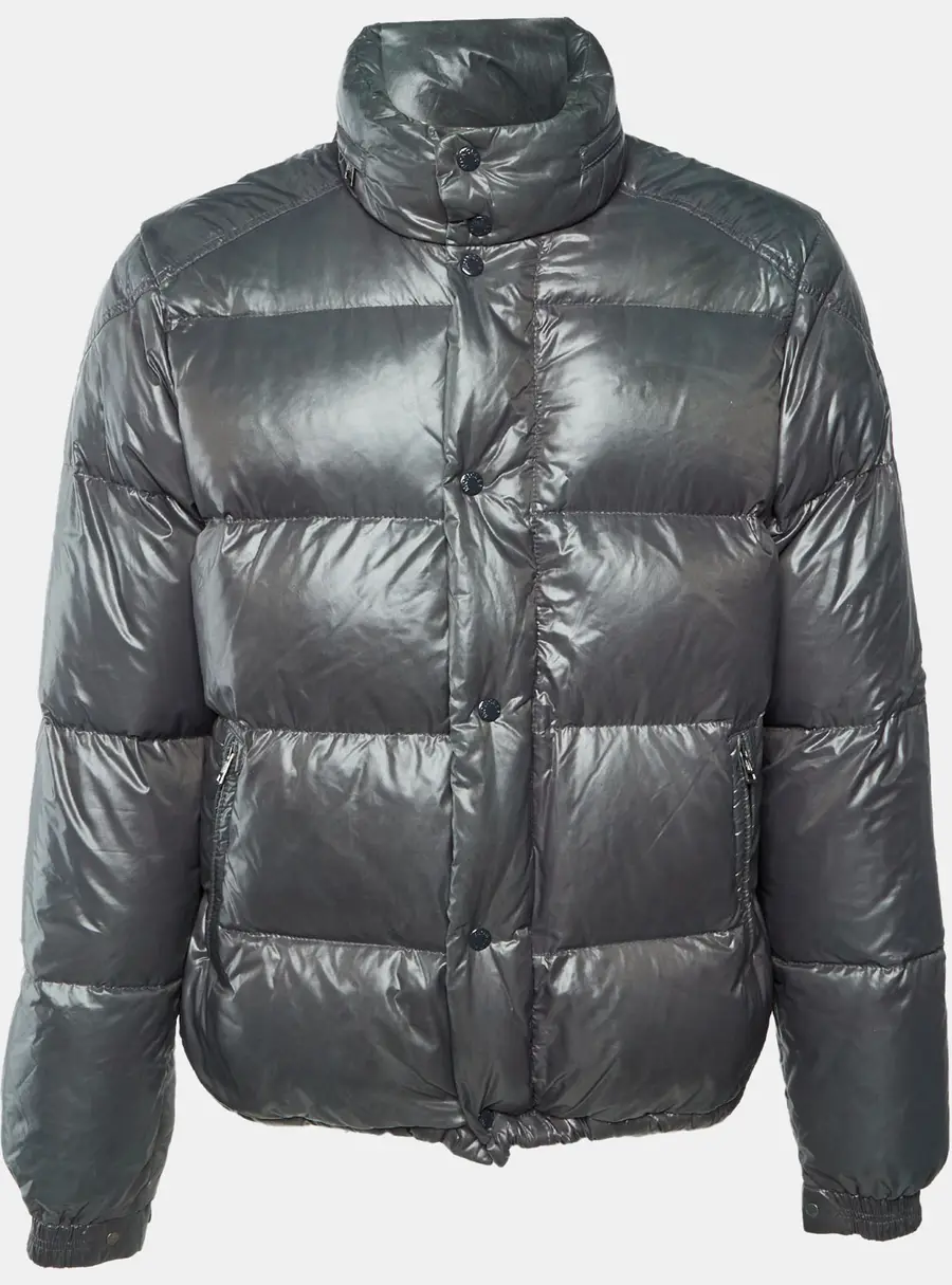 Moncler Grey Nylon Ever Zip Up Down Jacket XL