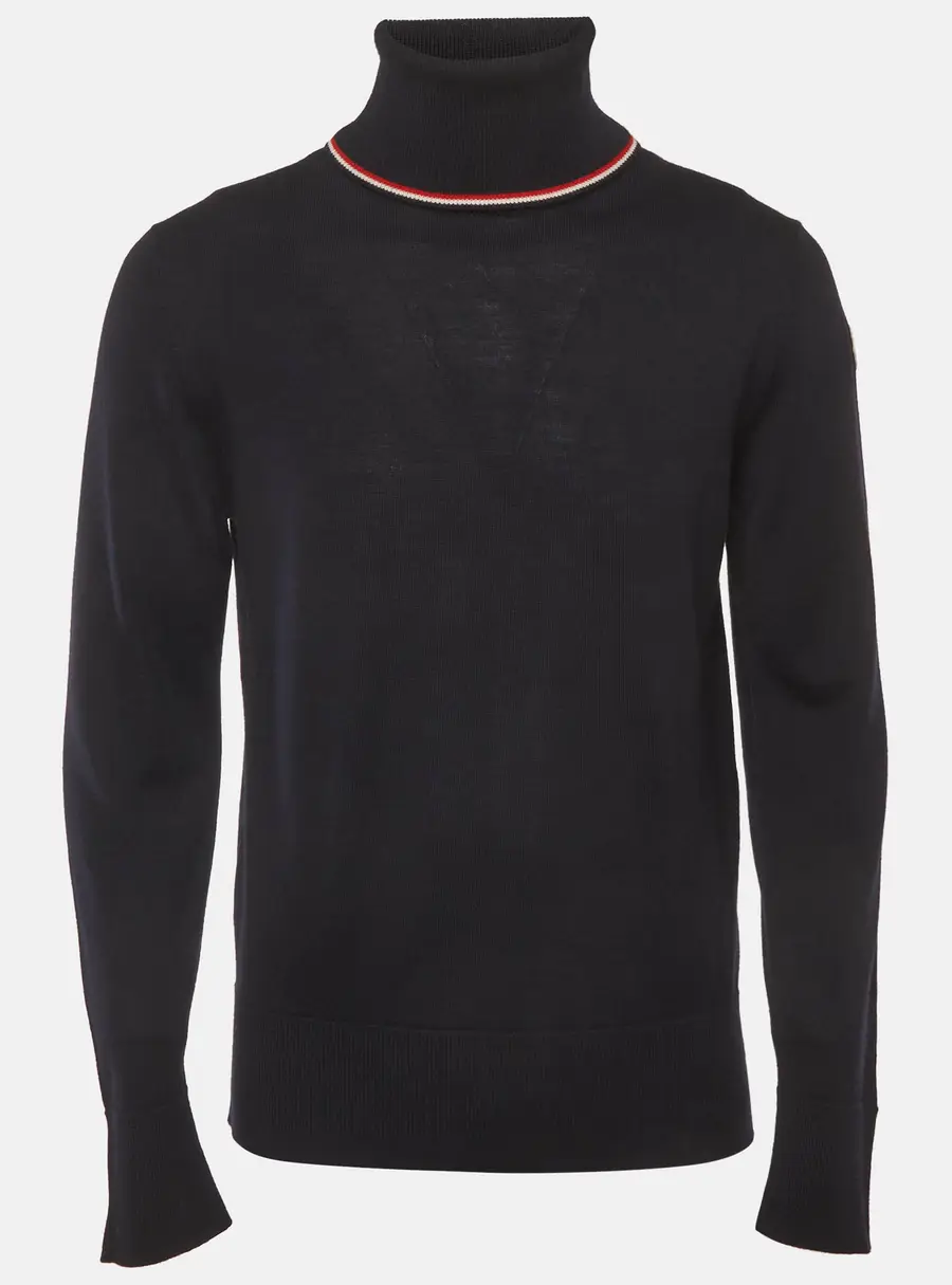Moncler Navy Blue Virgin Wool Turtleneck Long Sleeve Sweater M