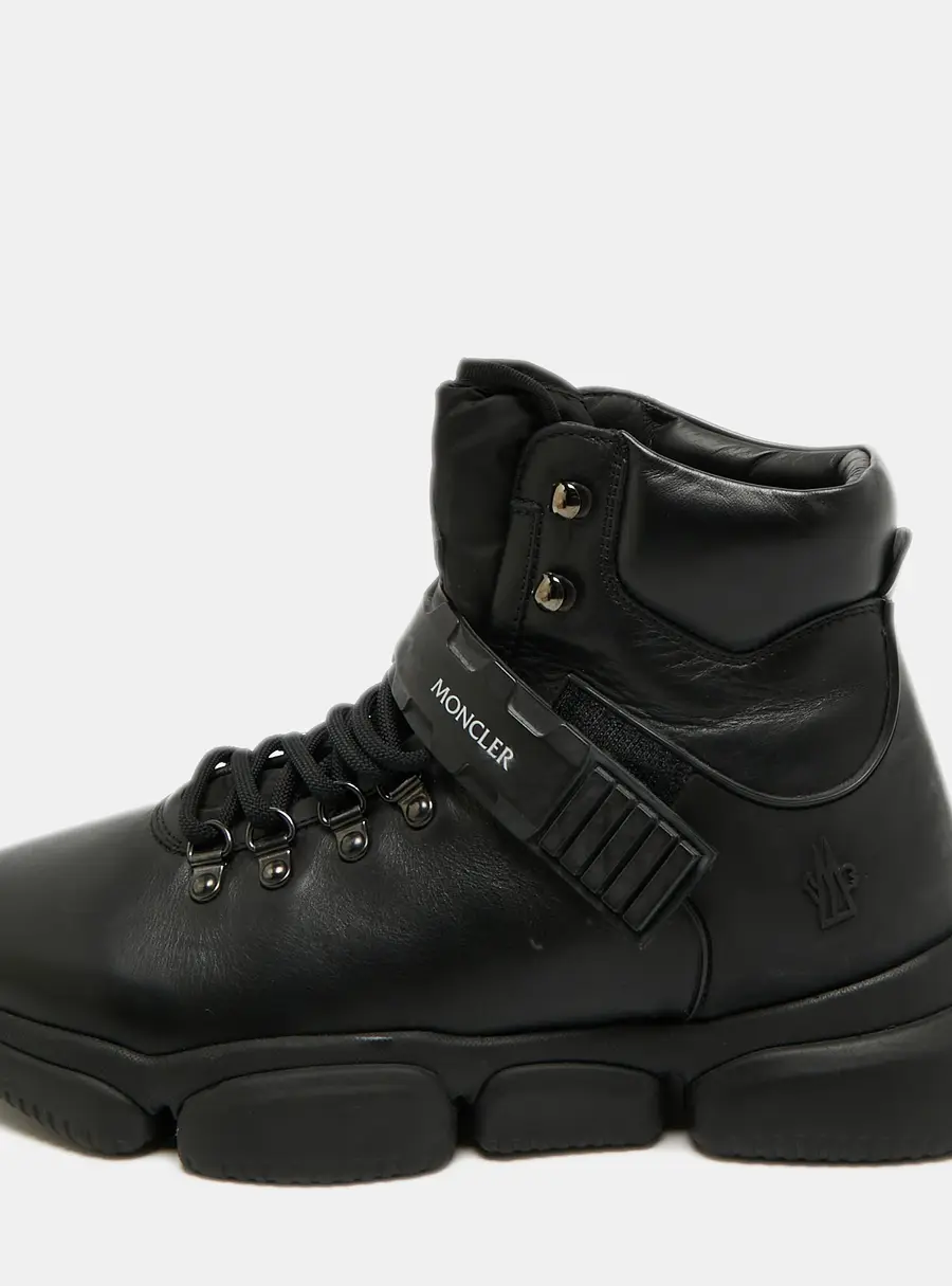 Moncler The Bubble Size 42 Black Leather and Rubber Ankle Length Boots
