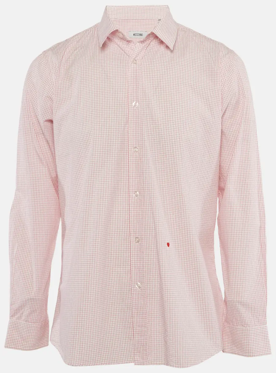 Moschino Pink Check Print Cotton Full Sleeve Shirt XL