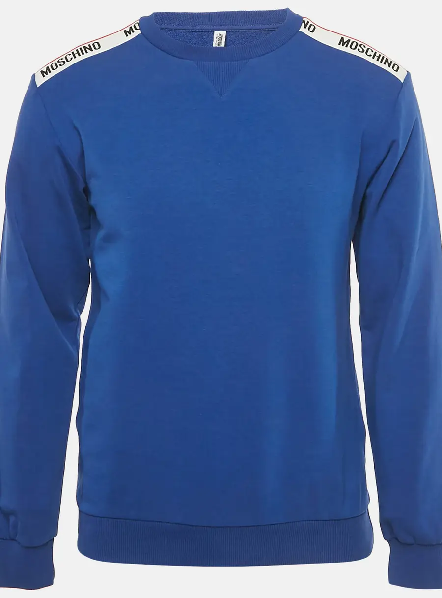 Moschino Underwear Blue Logo Patch Cotton Sweatshirt XS