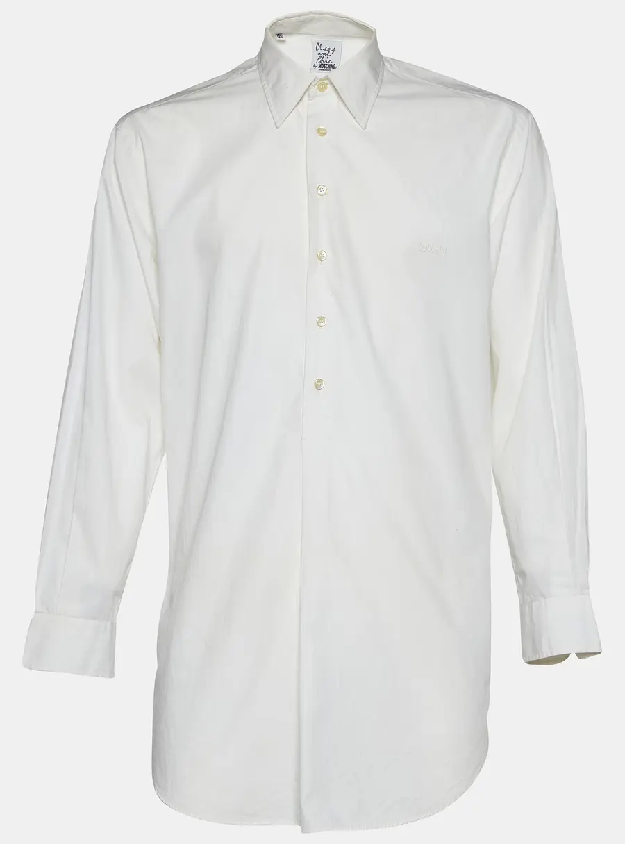 Moschino Cheap and Chic White Cotton Half Placket Dress Shirt XL