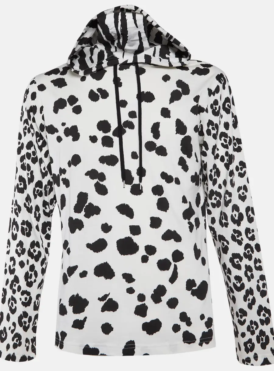 Moschino Couture Monochrome Printed Cotton Hoodie L