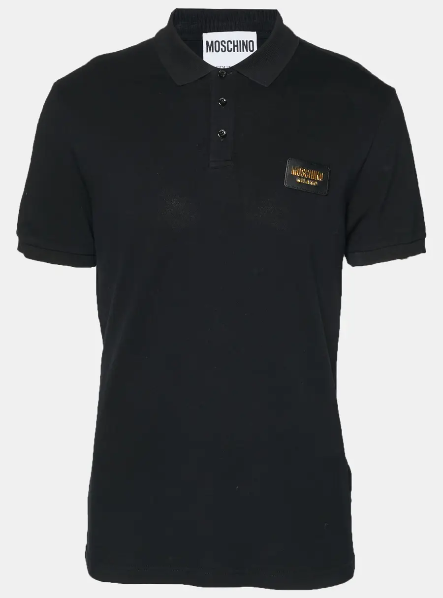 Moschino Couture Black Pique Polo T-Shirts XL