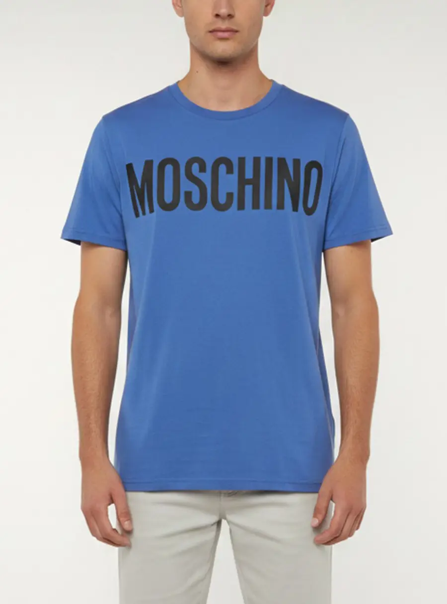 Moschino Couture Blue Logo Graphic Jersey T-Shirt L