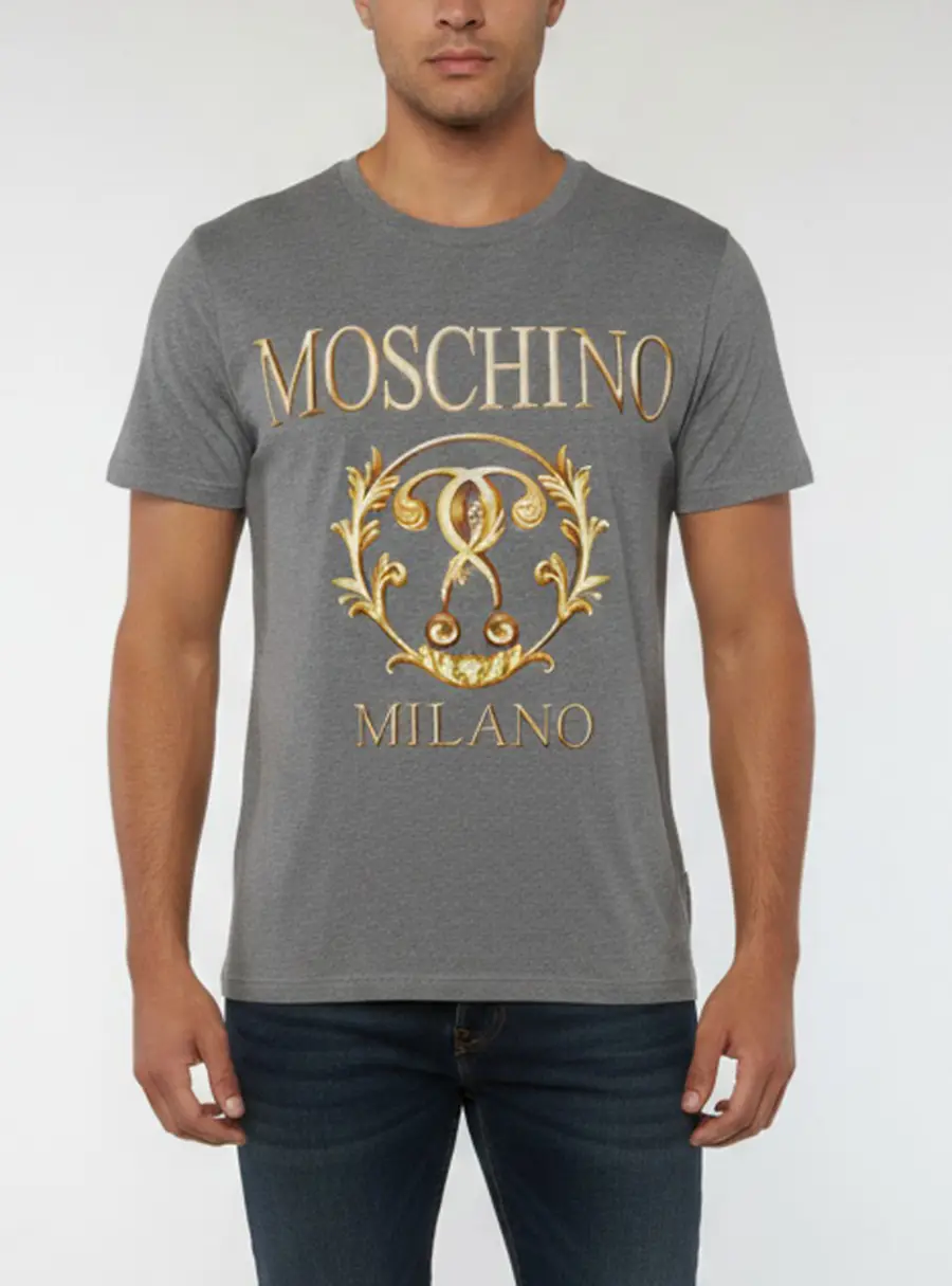 Moschino Couture Grey Logo Graphic Jersey T-Shirt L
