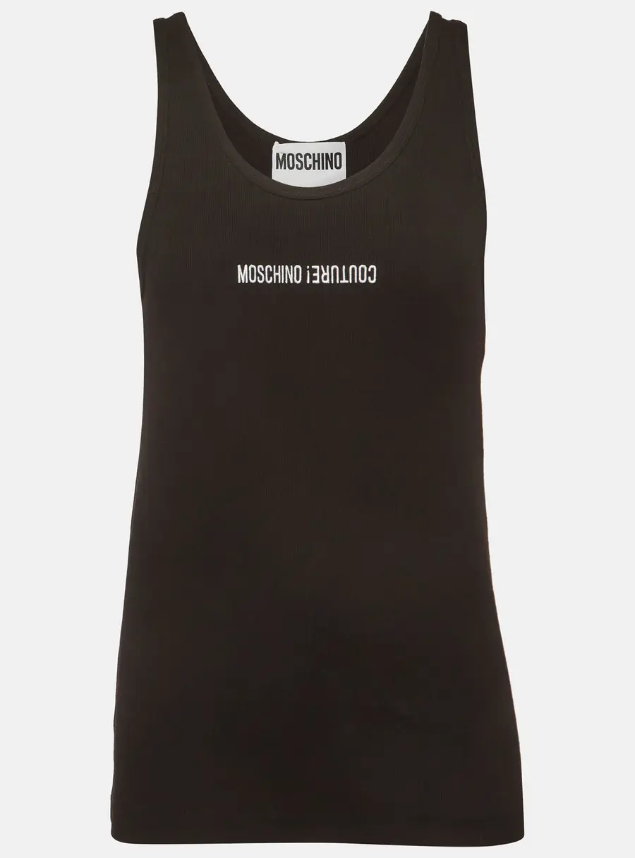 Moschino Couture Black Rib Knit Sleeveless Tank Top XL