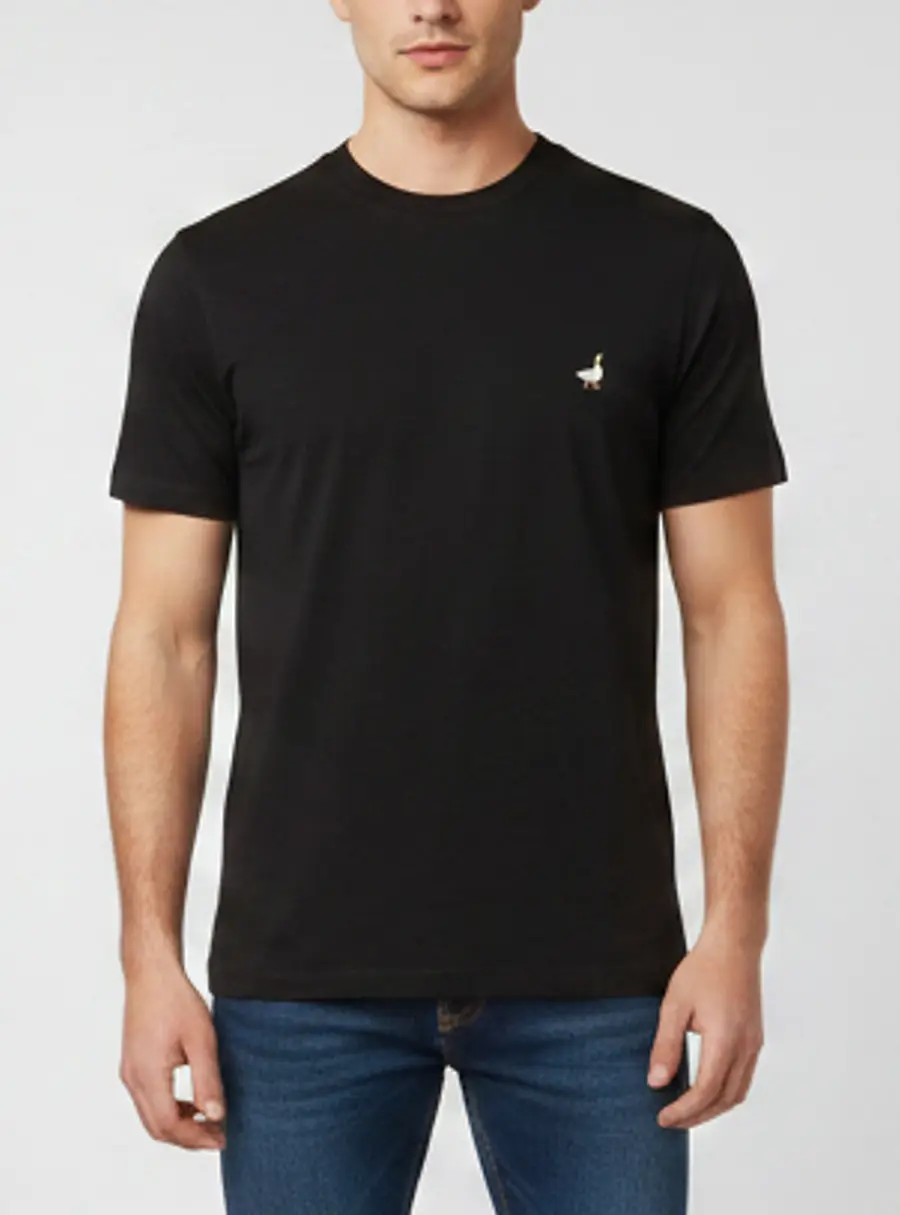 Moschino Couture Black Goose Embroidered Jersey T-Shirt S