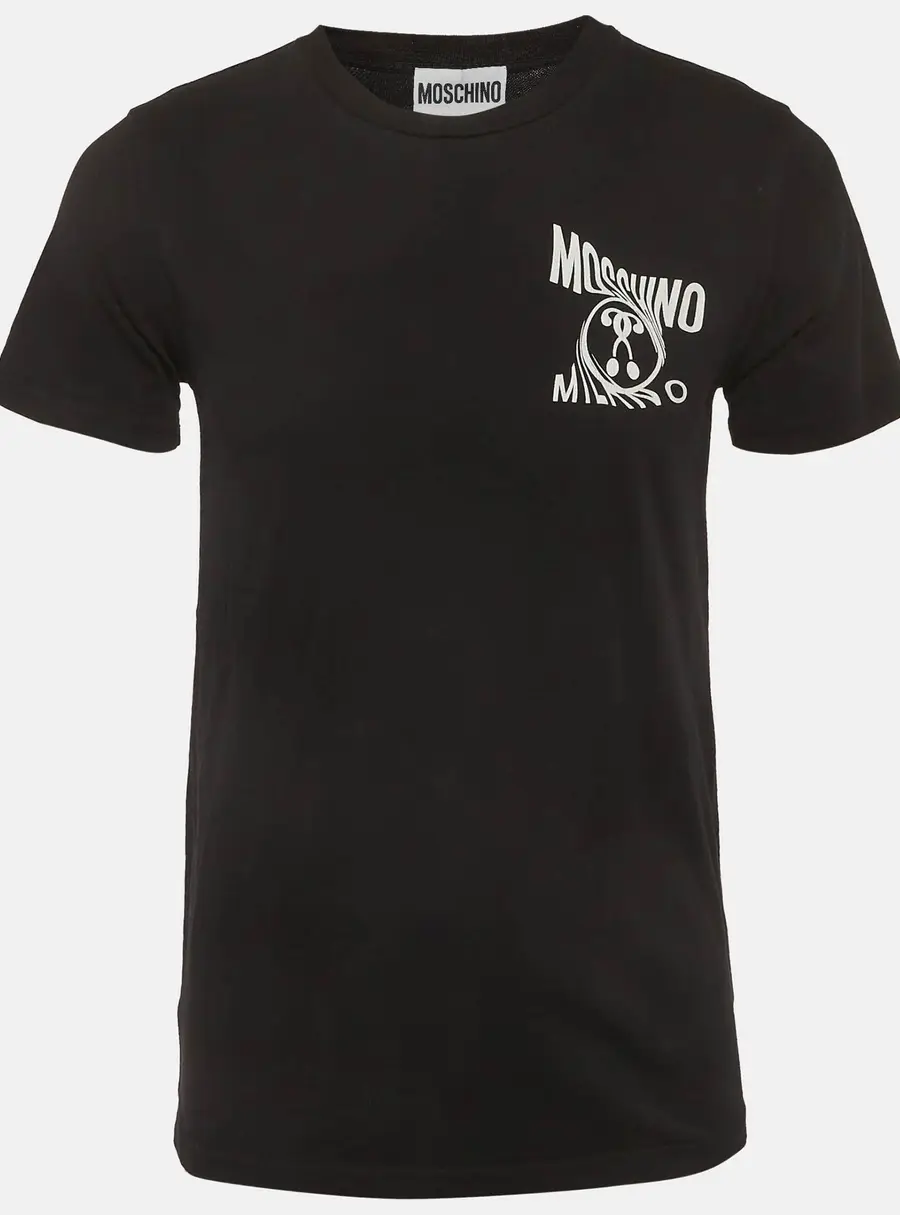 Moschino Couture Black Logo Print Cotton Knit Crewneck T-Shirt S